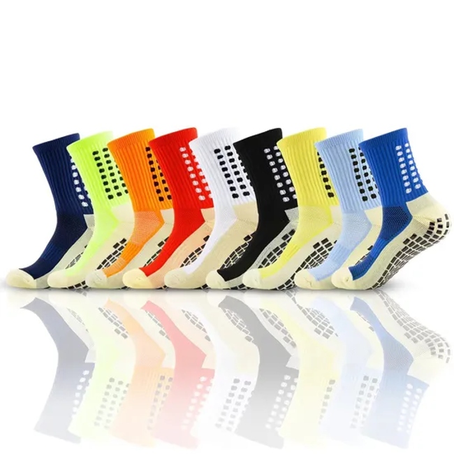 Hot Sale Custom Logo Spandex Grip Black Compression MID-Tube Non-Slip Knitting Wholesale Gym Soccer Football Men Crew Sports Socks