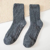 Coral Velvet Socks Men′s Winter Thick Half Side Solid Color Warm Socks