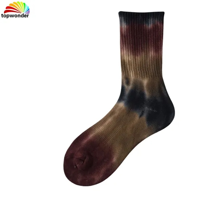 Customize and Wholesale Tie-Dyed Color Crew Fashion Stripe Sock in Many Colors at Low Prices