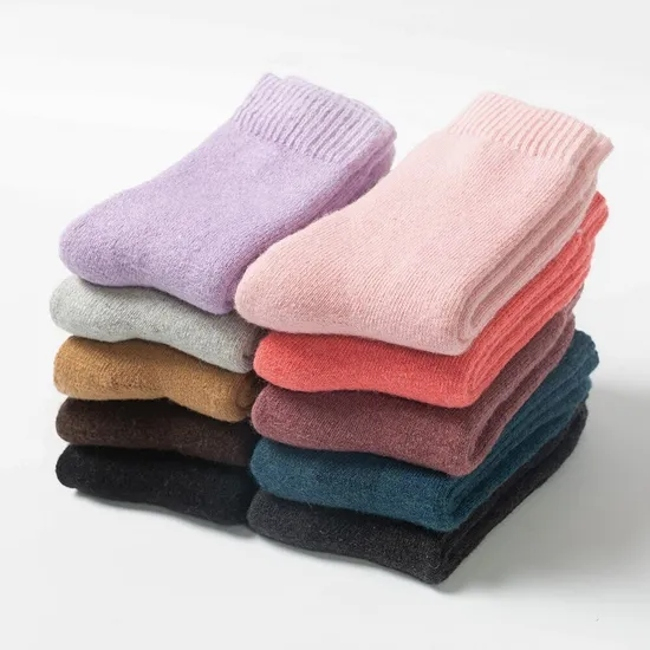 Wool Socks Women Hiking Winter Warm Thick Cozy Boot Thermal Solid Soft Sock for Ladies Crew Comfy Work Sock Men
