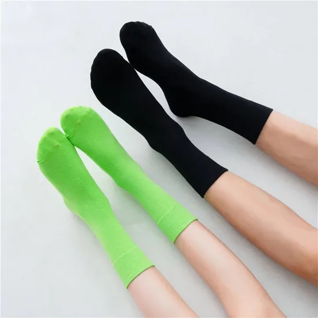 Solid Candy Color 100% Cotton Soft Breathable Women Men Crew Socks