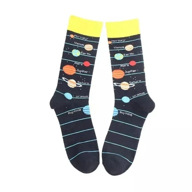 Planet Universe Space Pattern Soft Socks Alien Crew Fashion Funny Socks for Men