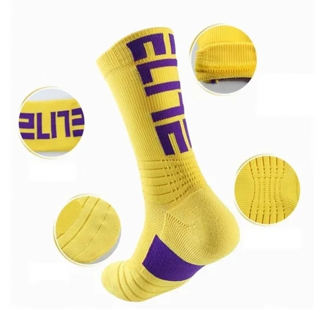 Bulk Low MOQ Athletic Sox Unisex Crew Terry Cushion Socken Anti Slip Elite Sports Men Basketball Socks