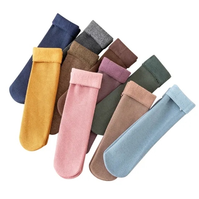 Warm Faux Cashmere Padded Thickened Snow Women Men Socks