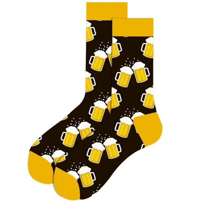 Wholesale Custom Funny Crazied Colorful Funkied Cool Mens Fashion Dress Cotton Socks Crew Happiness Socks for Men