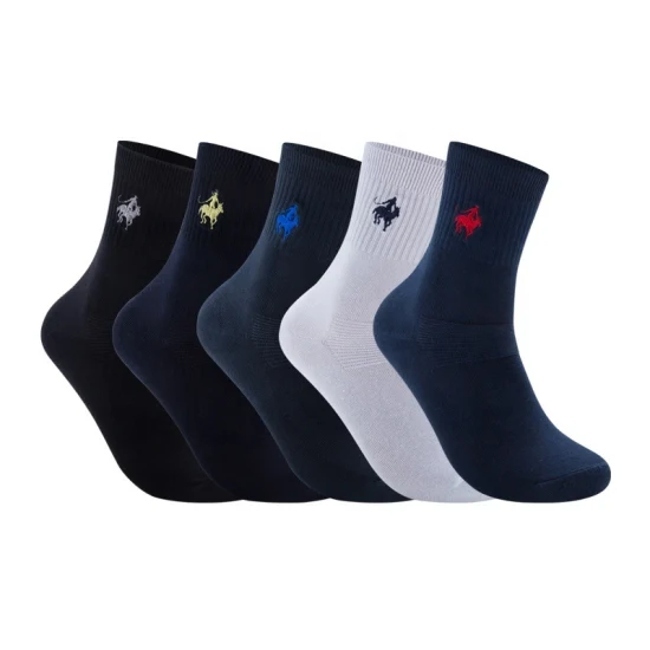 Custom Socks Embroidery Logo Socks Men Combed Cotton Embroidered Middle Tube Men Crew Socks Custom Logo