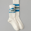 Solid Color Retro Medium Length Cotton Sports Striped Crew Socks for Men and Women
