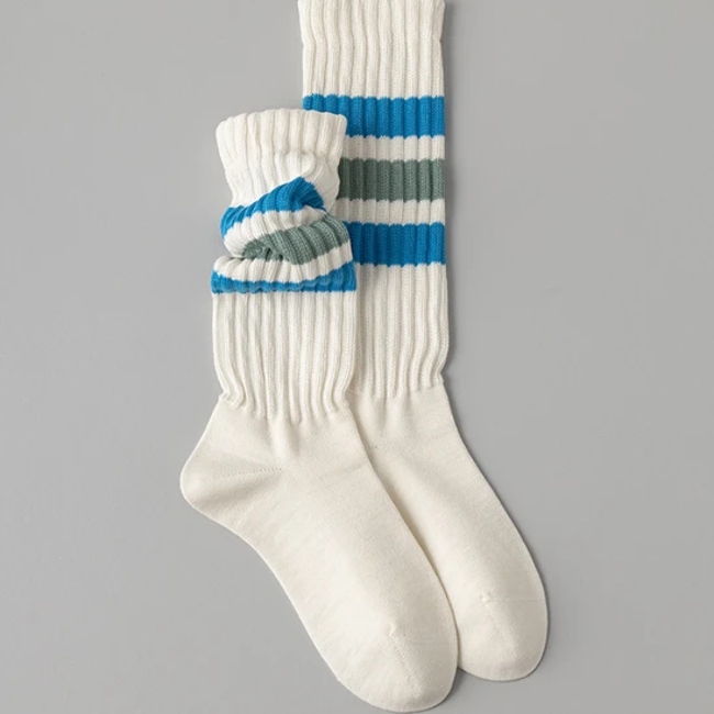 Solid Color Retro Medium Length Cotton Sports Striped Crew Socks for Men and Women
