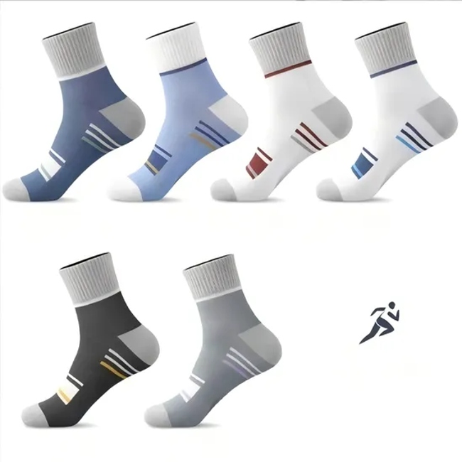 Men′s Colorful Striped Crew Socks for Autumn and Winter