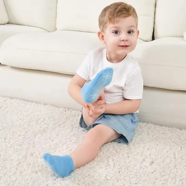 Personalized Silicome Solid Color Non Slip Cotton Classic Socks for Baby Toddlers