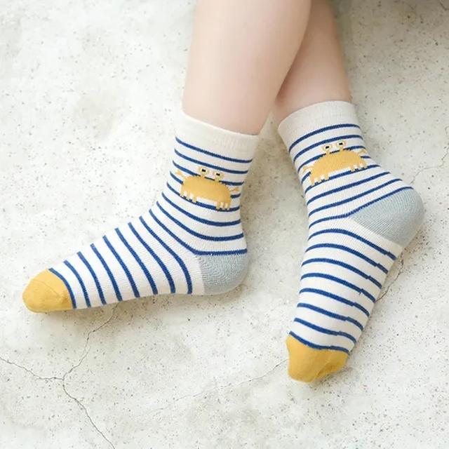 Wholesale Stripe Custom Children Baby Kids Unisex Bci Cotton Short Socks