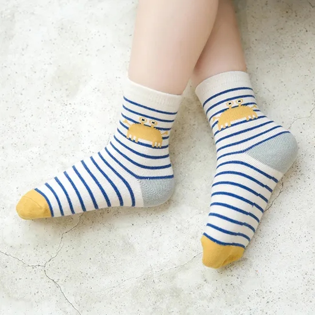 Wholesale Stripe Custom Children Baby Kids Unisex Bci Cotton Short Socks