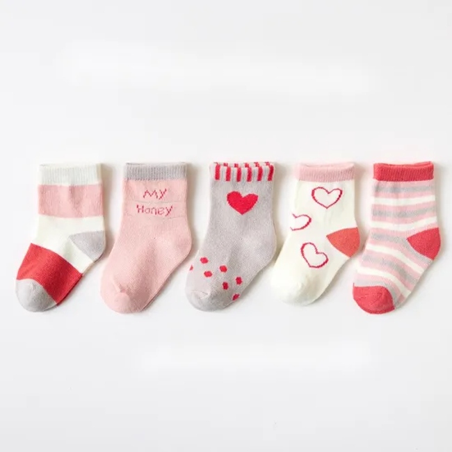 Customized Wholeseller Infant Kids Girls Boys Baby Cotton Stripe Jacquard Branded Socks OEM ODM Winter Autumn