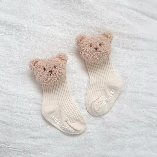 Fashion Autumn Kid Xmas Socks with D Bear Baby Socks Cotton Long Tube Girls Children Socks for Winter