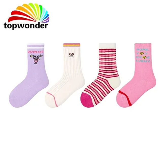 Customize All Sorts of Striped Sock, Knee High Sock Girl Sock with Embroidery Logos in Many Colors, Sizes and Material