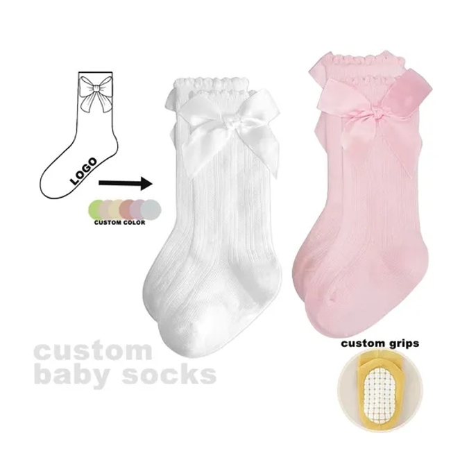 Low MOQ Custom Grip Grippy Design Logo Toddler Kids Grip Wholesale Cotton Anti Slip Baby Socks