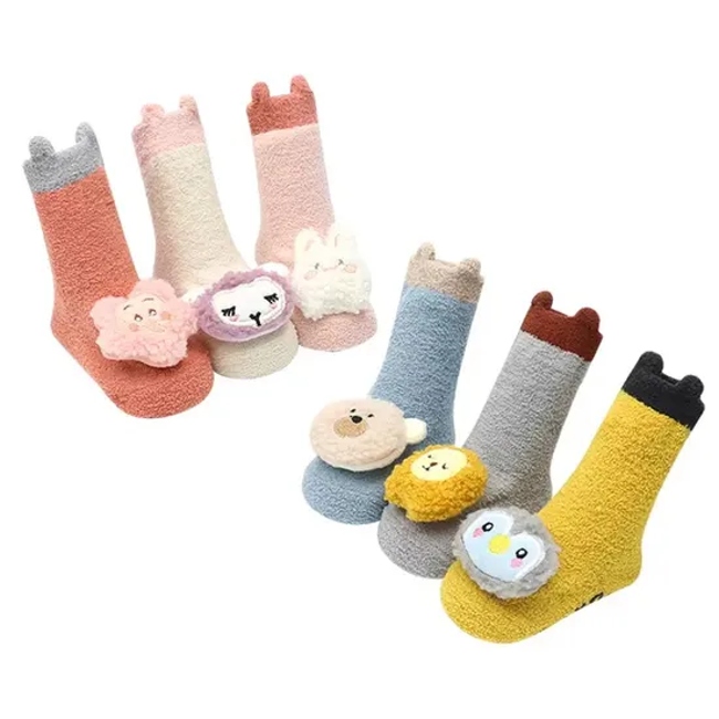 Wholesale Warm Anti Slip Baby Terry Sock Custom Cartoon Kids Floor Socks % Cotton Crew Socks for Children