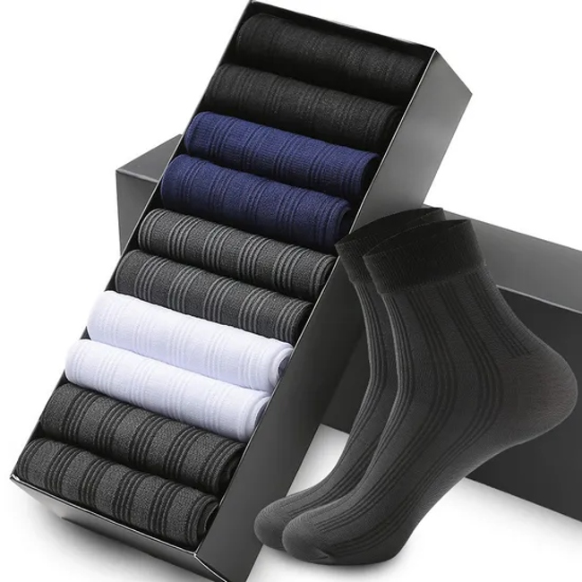 Business Men Casual Adults Knitted Solid Breathable Dress Crew Socks