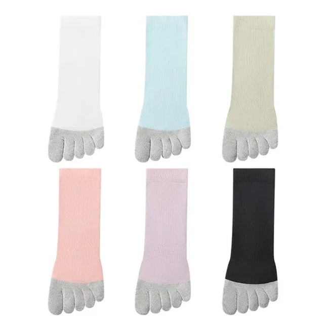 Five Toe Socks Casual Solid Color Crew Socks for Women