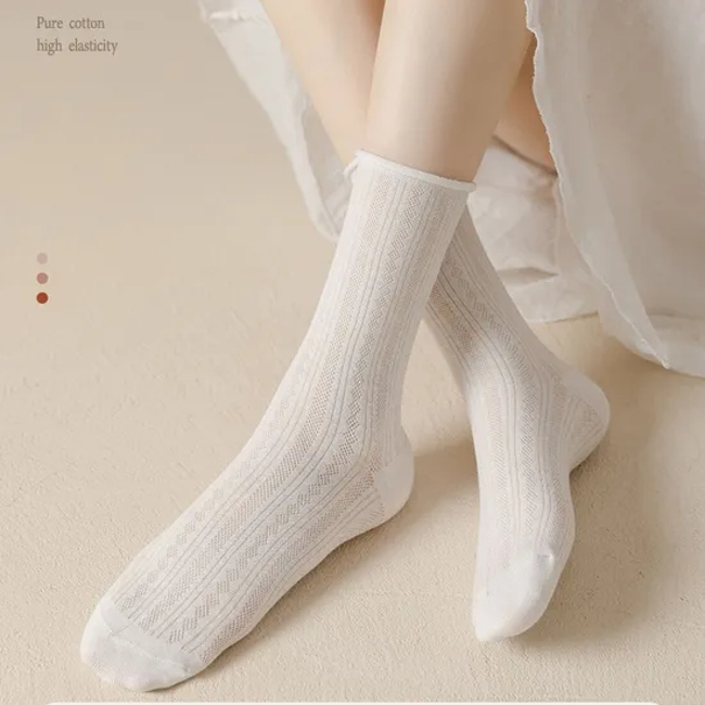 Stylish Women’ S Custom Logo Summer Mesh Crew Socks for Comfort