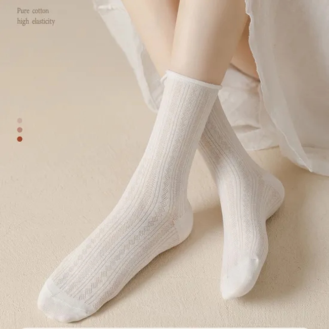 Stylish Women’ S Custom Logo Summer Mesh Crew Socks for Comfort