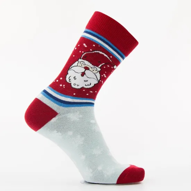 Men Women Cotton Santa Claus Pattern Jacquard Gift Red Crew Socks