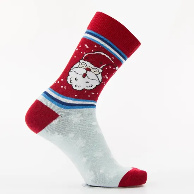 Men Women Cotton Santa Claus Pattern Jacquard Gift Red Crew Socks