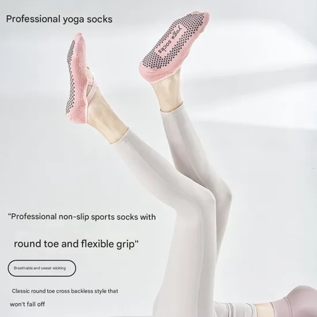 Premium Anti-Slip Yoga Socks for Women with Cross Straps