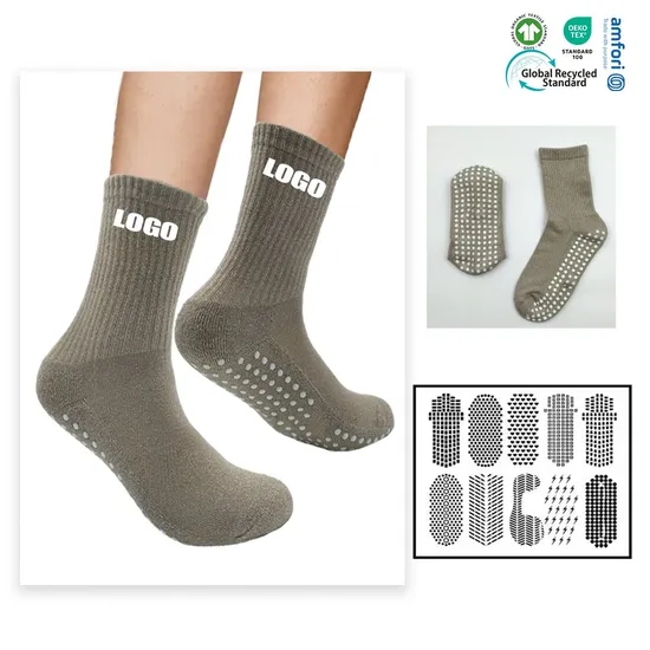 Designer Logo Anti Slip Sports Anti Slip Cotton Women Custom Women Unisex Non-Slip Gym Brand Logo Yoga Sports Grip Crew Pilates Socks