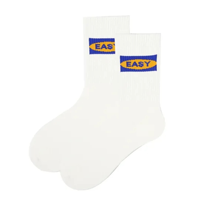 Wholesale Custom Logo Men Women Kids Cotton Crew Daily White Socks
