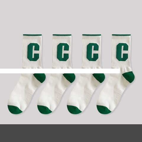 Modern Unisex Crew Sporty Cotton Socks Green Fashion Style for Men Women Knitted Sport Socks for Spring Summer Fast Shipping