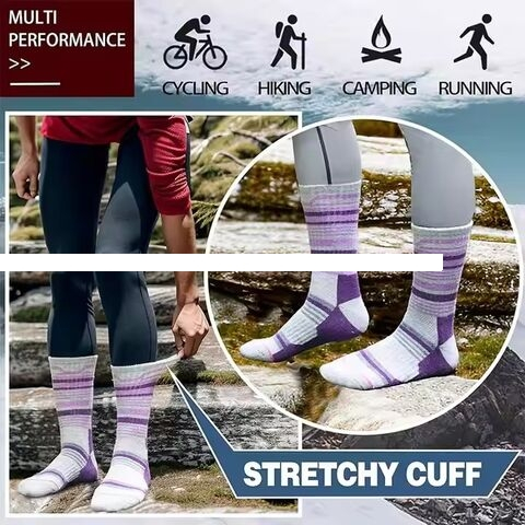 Winter Thick Merino Wool Thermal Durable Warm Cushion Hiking Socks Women Crew Socks for Running Outdoor Walking Trekking