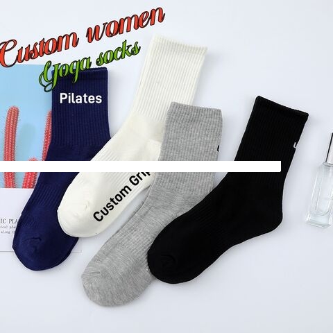 Non slip free design high quality socks comfortable custom logo socks crew yoga pilates socks