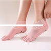 Lace toe socks available in custom color sizes Embroidered logo Yoga socks Comfortable breathable non slip toe socks