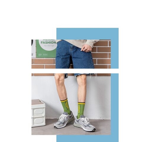ODM Fashion Socks Yellow Green Orange Colour Letter Jacquard Cotton Socks Custom Your Design Sport Socks