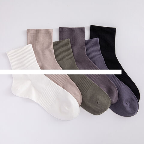 Men s mid length socks with mesh anti pilling and breathable solid color sweat wicking socks