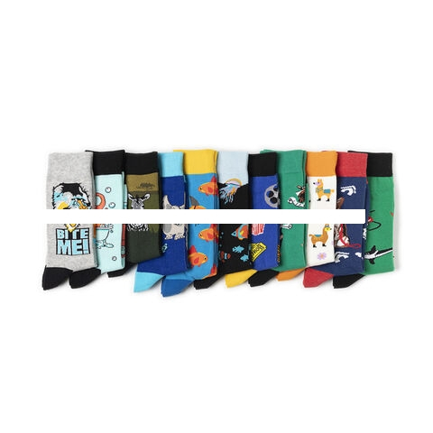 New arrival popcorn large size animals cartoon colorful breathable elastic crew socks