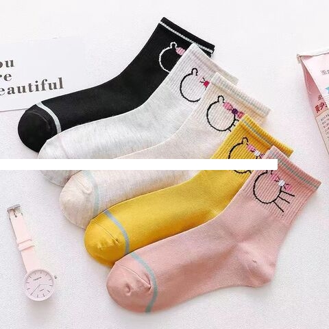 Custom Women s midtube faceless cat design patterned socks