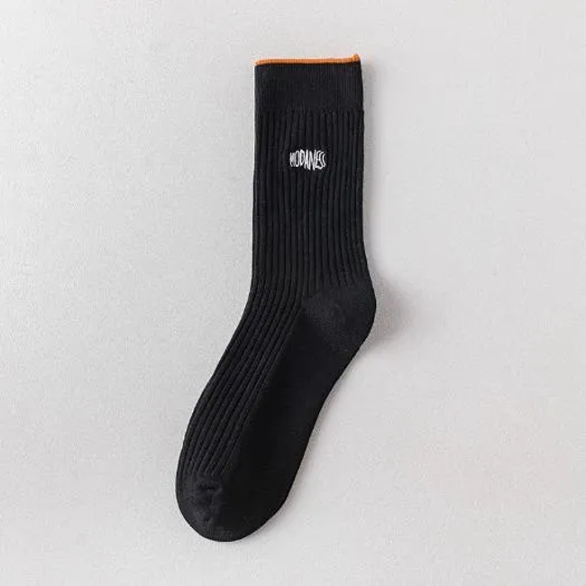 Custom Logo Double Needle Counts Rib Cotton Men′s Embroidery Sock Crew Mens Business Crew Socks