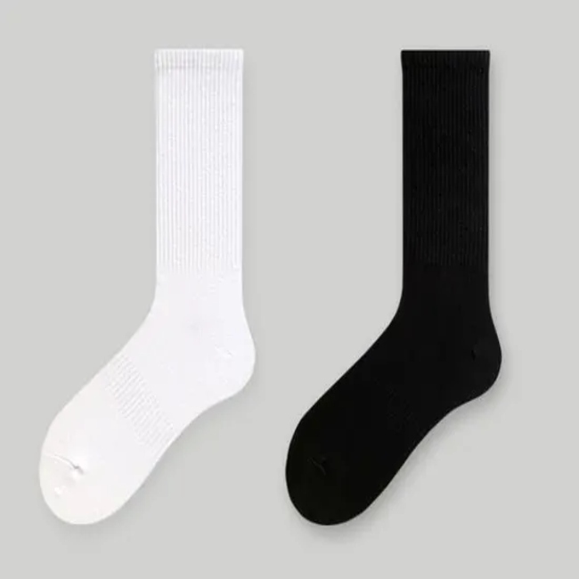 Wholesale Pure Color Suit Socks Black White Cotton Spandex Custom Logo Socks Unisex Sports Business Socks