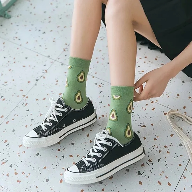Hot Sale Crazy Cute Women′s Cotton Socks Girls Novelty Funny Crew Fruit Socks