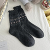 Autumn and Winter Wool Love Socks Women Fair Isle Elk Warm MID-Calf Japanese Bow Christmas Wind Thick Socks