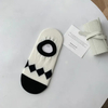 Socks Women Summer New Cool Black and White Diamond Ins Small Fresh Striped Letters Non-Slip Rubber Boat Socks Invisible Female Socks