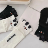 Mesh Socks Cartoon Socks Black and White Bunny Stereo Ears Underfoot Letters New Women′s Socks Cotton Socks