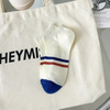 Boat Socks Non-Drop Heel Women′s Alphabet Mustard Green Blue Red Stripe College Style Retro Matching Color Combed Cotton Boat Socks Short Socks