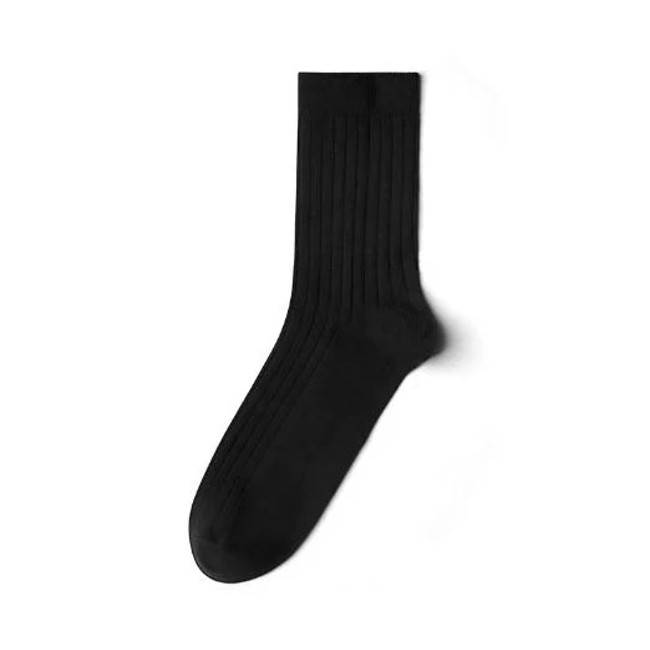 Custom Made Mens Ribbed Mercerized Cotton Business Socks Solid Color Man Crew Socks