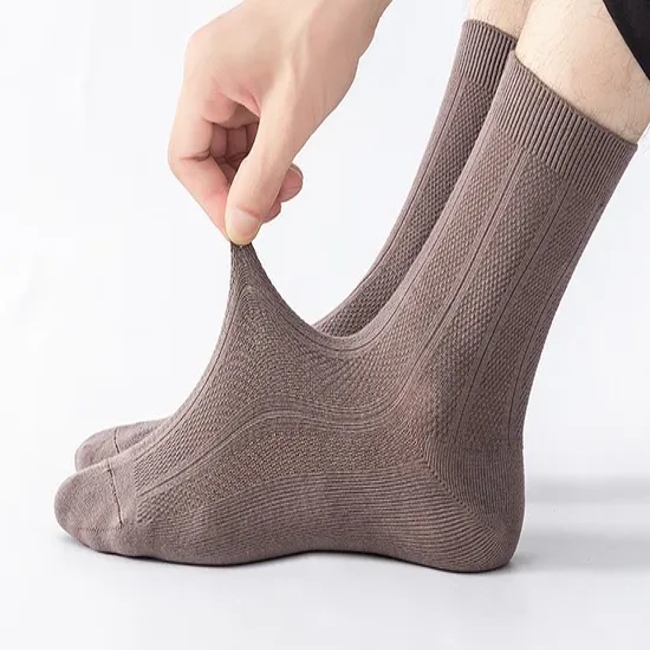 Men′s Solid Cotton Bamboo Viscose Casual Socks Uniform Office Business Leisure Socks for Man