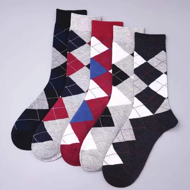 Custom Classic Formal Office Business Man Socks Bamboo Black Dress Socks Argyle Mens Business Casual Crew Dress Socks for Men