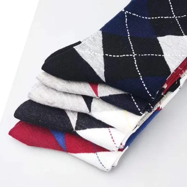 Custom Classic Formal Office Business Man Socks Bamboo Black Dress Socks Argyle Mens Business Casual Crew Dress Socks for Men