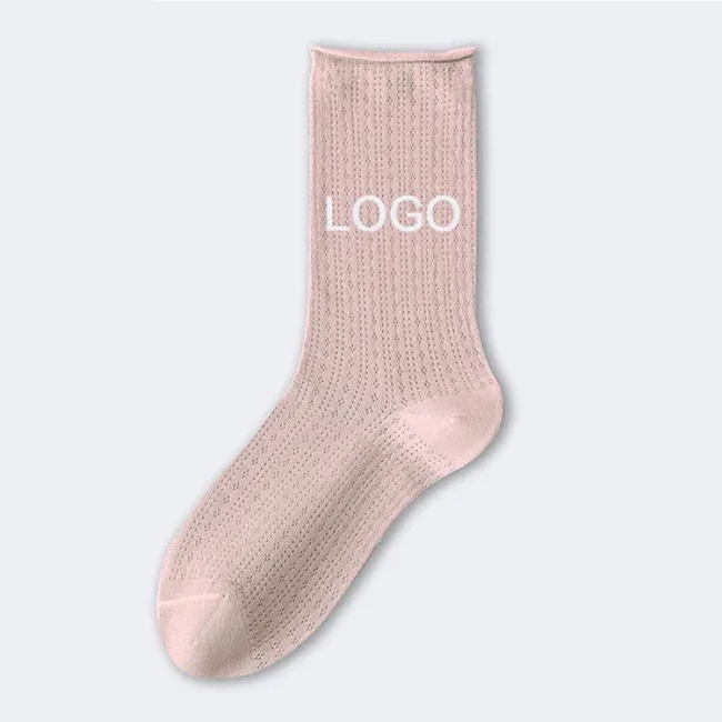 2024 High Quality Low MOQ Custom Cotton Socks Jacquard Embroidery Print Knitted Crew Cotton Sport Unisex Socks